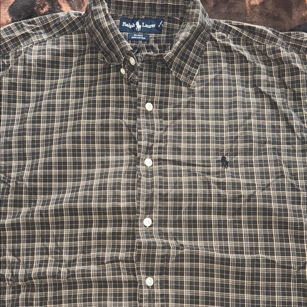 Ralph Lauren Men's Brown Plaid Button Down Shirt